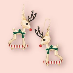 NEW! Gold-Tone Pavé Reindeer Statement Earrings. It’s adorable!